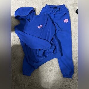 White Fox blue oversized hoodie and sweatpants set